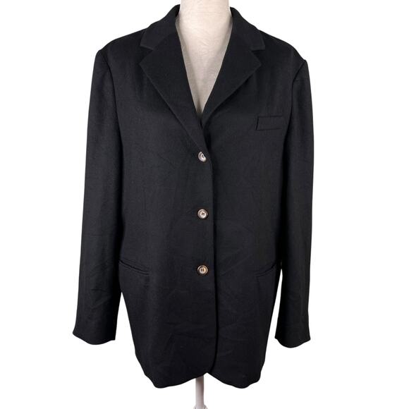LL Bean Coat Blazer Wool Cashmere Blend 18W Black Pockets - Picture 14 of 16